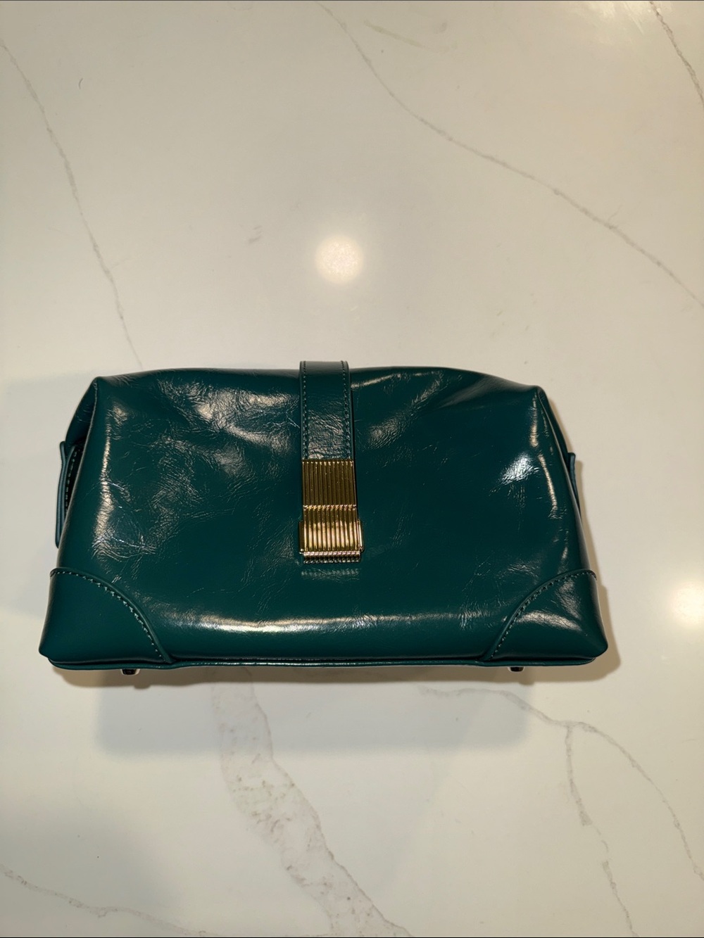 Amy Shehab Green Toiletry bag with Gold Accent
